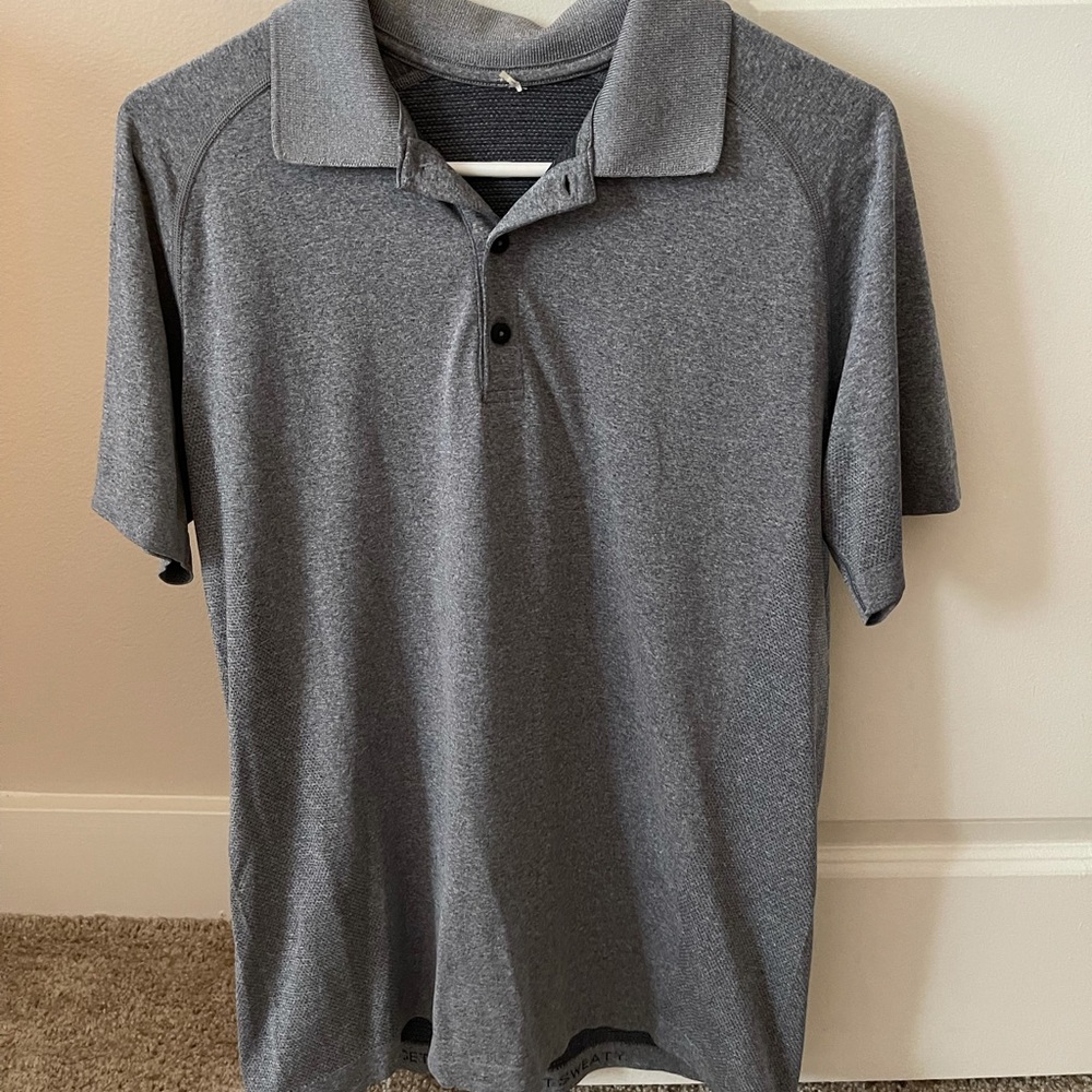 Lululemon mens grey polo athletic shirt medium